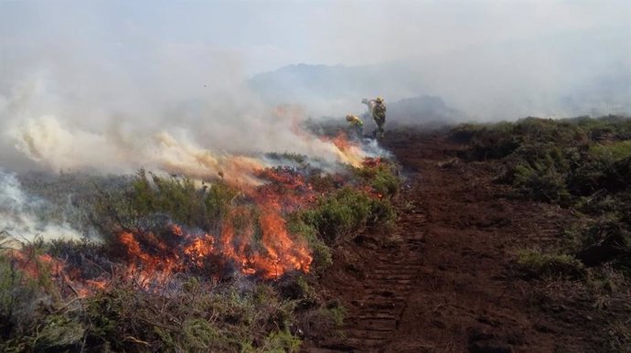 Incendio en Anllarinos del Sil (León).