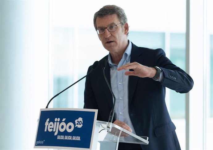 Feijóo participa en un acto de la campaña gallega. 