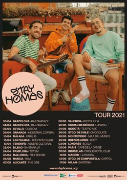 Cartel de la gira internacional del grupo Stay Homas.