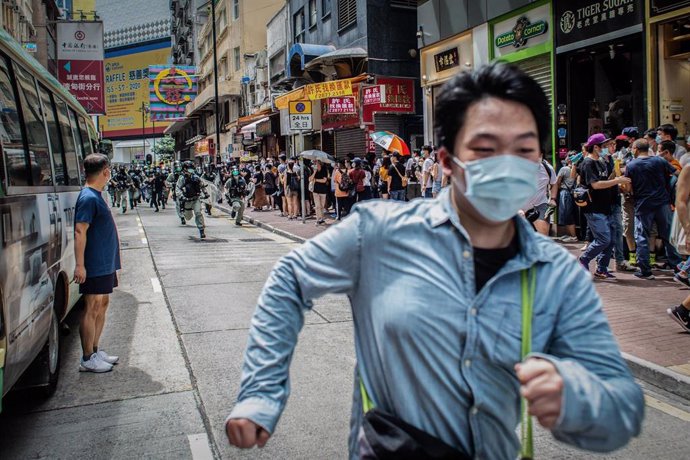 Un manifestante en Hong Kong. 