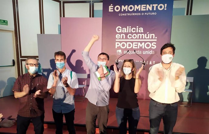 Mitin de Galicia en Común en las elecciones autonómicas del 12J en Ourense con Antón Gómez-Reino, Yolanda Díaz y Juan Carlos Monedero
