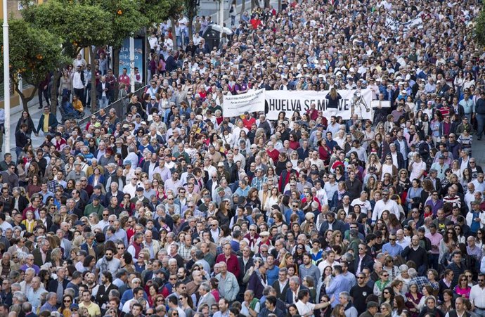 Manifestación 'Huelva se mueve' por las infraestructuras llevada a cabo en 2019.
