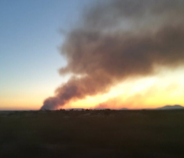 Imagen del incendio declarado en Monfortinho (Portugal) y que ha afectado a Zarza la Mayor (Cáceres)