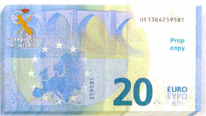 Billete falso de 20 euros