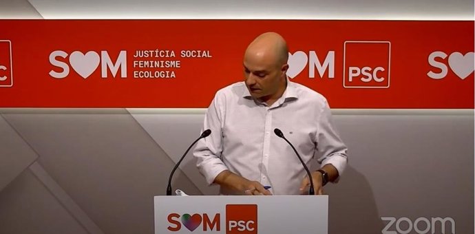 El diputado del PSC Raúl Moreno en rueda de prensa telemática este 6 de julio