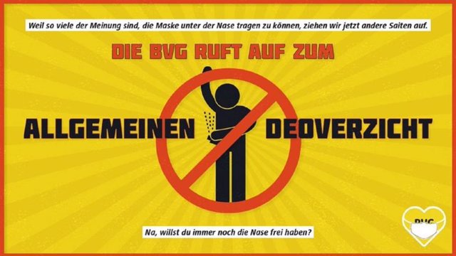 La iniciativa del metro de Berlín para fomentar el uso de mascarillas de forma correcta es prohibir el uso de desodorante