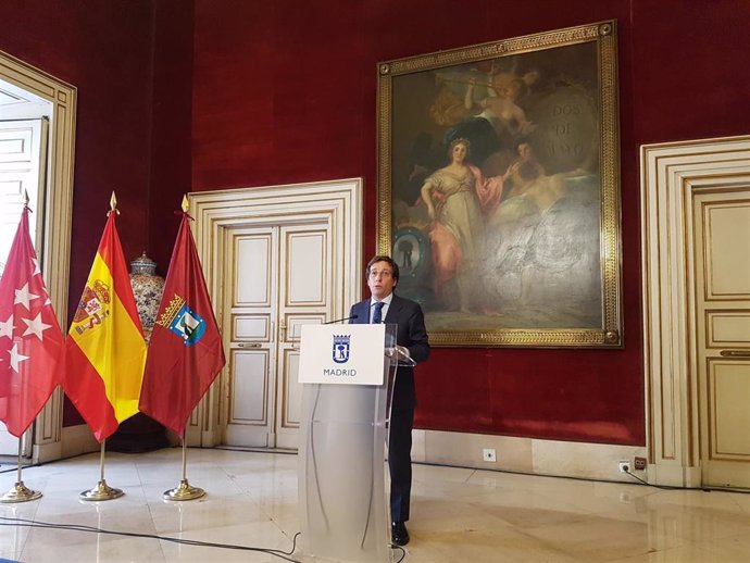 José Luis Martínez-Almeida, alcalde de Madrid, en rueda de prensa tras el Pleno extraordinario que ha formalizado los Pactos de la Villa