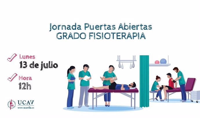 Cartel de las jornadas de puertas abiertas para los estudiantes de Fisoterapia.