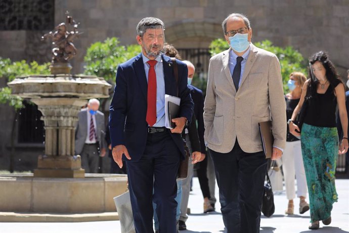 El president de la Cambra de Comer de Barcelona, Joan Canadell, i el president de la Generalitat, Quim Torra