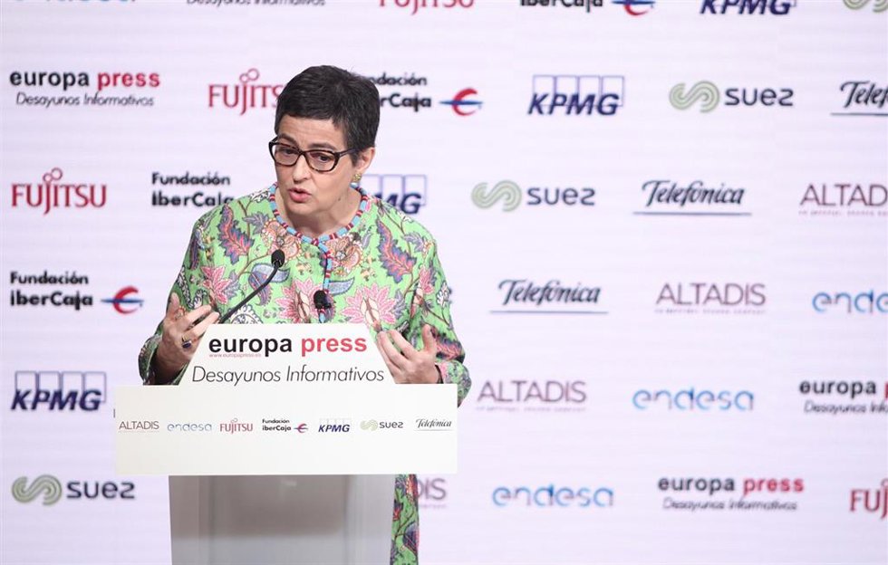 La ministra de Asuntos Exteriores, Unión Europea y Cooperación, Arancha González Laya, durante uno de los Desayunos Informativos de Europa Press, en Madrid, (España), a 8 de julio de 2020.