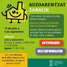 Vitoria abrirá cinco de sus patios escolares del 13 de julio al 4 de septiembre