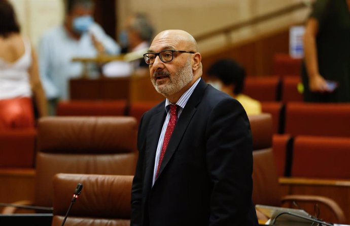 El portavoz del grupo parlamentario Vox, Alejandro Hernández (c) en una foto de archivo en el Pleno del Parlamento.