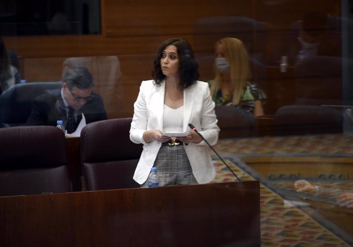 La presidenta de la Comunidad de Madrid, Isabel Díaz Ayuso, durante una sesión de control al Gobierno en la Asamblea de Madrid.