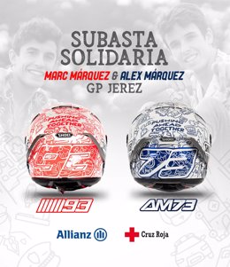 Cartel de la subasta solidaria de los hermanos y pilotos de MotoGP Marc y Álex Márquez para luchar contra el coronavirus