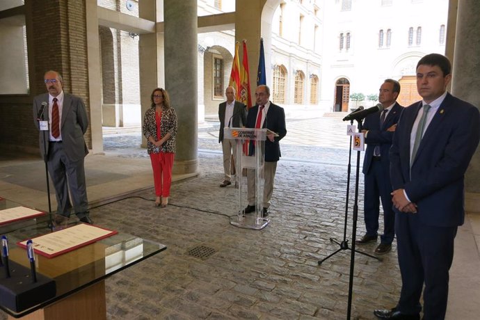 Las diputaciones provinciales de Zaragoza, Huesca y Teruel suscriben un protocolo con el Gobierno de Aragón para el impulso de la Estrategia Aragonesa para la Recuperación Social y Económica.