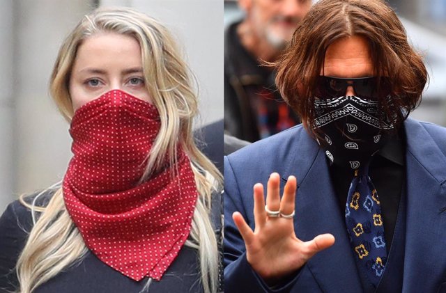 Johnny Depp y Amer Heard, en el juicio que se celebra en Londres
