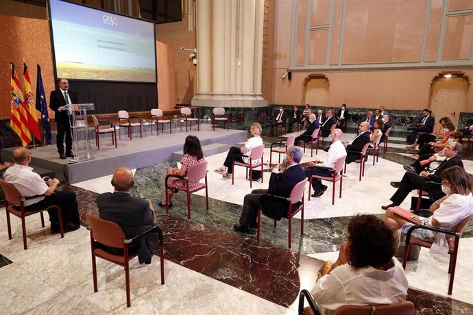 Lambán este viernes en la presentación de informe de CESA.