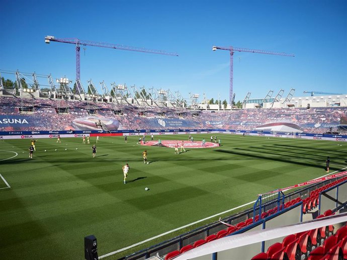Illustration, a general view of the empty stands during the spanish league, LaLiga, football match played between CA Osasuna and Getafe CF at El Sadar Stadium on July 05, 2020 in Pamplona, Navarra, Spain.