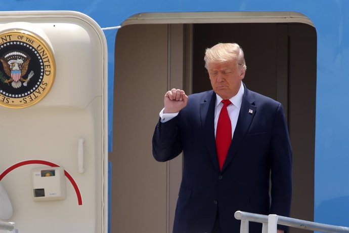 US President Donald Trump arrives in Miami