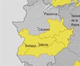 Avisos amarillos por calor en Extremadura
