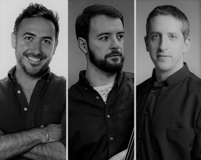 Rafael Ruibérriz, Alejandro Marías,  y Alejandro Casal, integrantes del grupo cámara que actuará en los jardines de la Buhaira