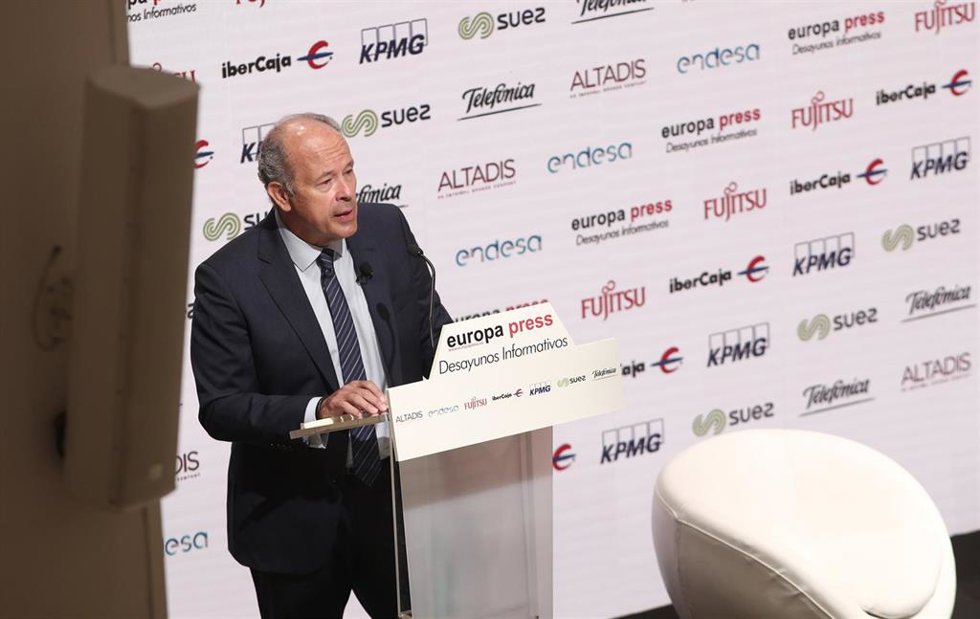 El ministro de Justicia, Juan Carlos Campo, durante uno de los Desayunos Informativos de Europa Press, en Madrid, (España), a 13 de julio de 2020.