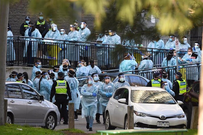 Trabajadores sanitarios en Australia. 