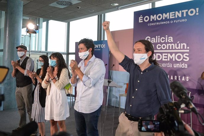 El secretario general de Podemos y vicepresidente segundo del Gobierno, Pablo Iglesias, durante la campaña de las elecciones gallegas