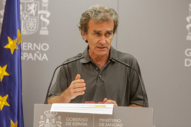 El director del Centro de Coordinación de Alertas y Emergencias Sanitarias, Fernando Simón, interviene en una rueda de prensa en el Ministerio de Sanidad, en Madrid (España), a 13 de julio de 2020.