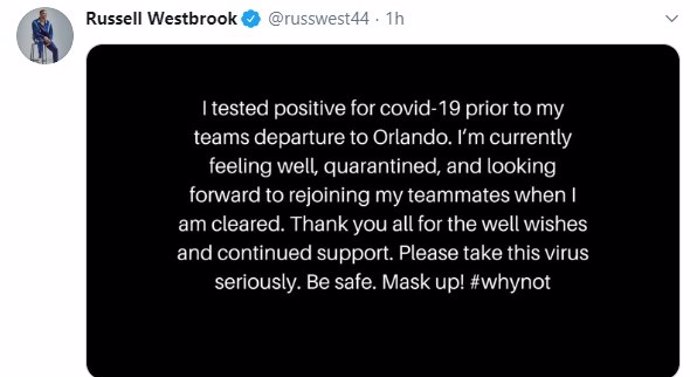 Baloncesto/NBA.- El base de Houston Rockets Russell Westbrook, en cuarentena tra