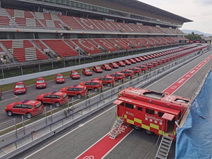 Presentación de 90 vehículos nuevos para el cuerpo de Bombers de la Generalitat, en el Circuit de Catalunya de Montmeló (Barcelona), el 14 de julio de 2020.