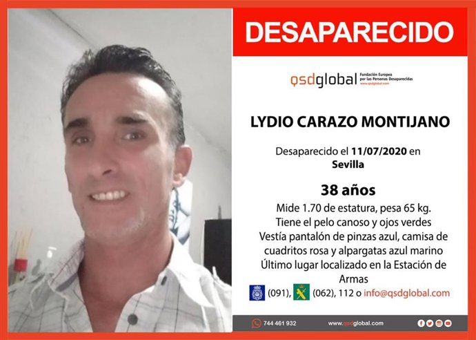 Cartel alertando de la desaparición de Lydio Carazosev