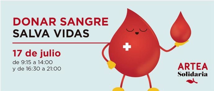 Cartel informativo de donación de sangre en Artea