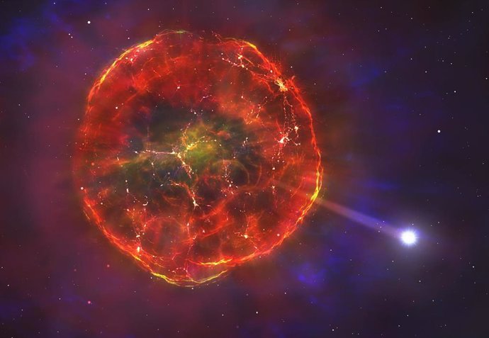 Ilustración del material expulsado por la supernova