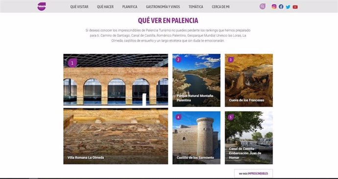 La Diputación renueva su web 'Palencia Turismo'