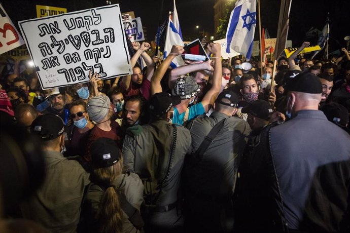 Manifestación contra el primer ministro de Israel, Benjamin Netanyahu, en Jerusalén