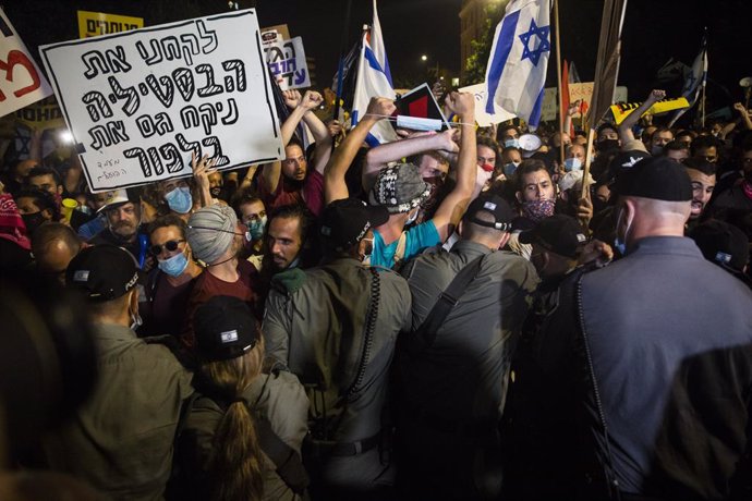Manifestació contra el primer ministre d'Israel, Benjamin Netanyahu, a Jerusalem