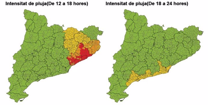 Protección Civil de la Generalitat activa la prealerta del plan Inuncat por previsión de lluvias intensas, el 15 de julio de 2020.