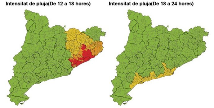 Protecció Civil de la Generalitat activa la prealerta del pla Inuncat per previsió de pluges intenses, el 15 de juliol del 2020.