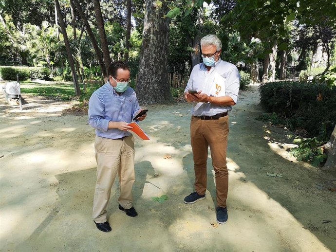 El portavoz adjunto de Ciudadanos (Cs) en el Ayuntamiento de Sevilla, Miguel Ángel Aumesquet, en el Parque de María Luisa