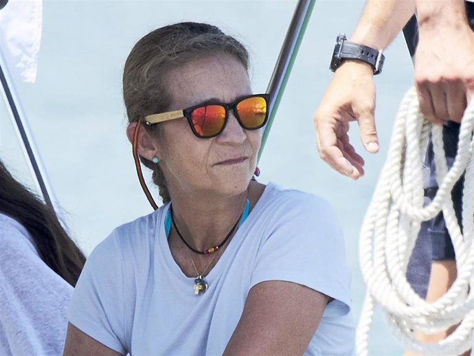 Princess Elena of Spain is seen the previus day of 37th Copa del Rey Mapfre Sailing Cup at the Royal Nautic Club on July 29, 2018 in Palma de Mallorca, Spain.