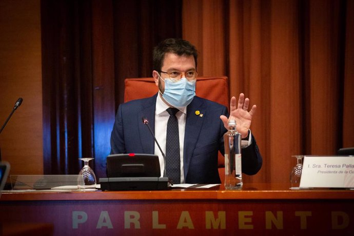 El vicepresidente de la Generalitat, Pere Aragons, comparece en el Parlament de Catalunya para informar sobre la gestión del gasto sanitario extraordinario que ha comportado la crisis del Covid-19, en Barcelona, Cataluña (España), a 14 de julio de 2020.