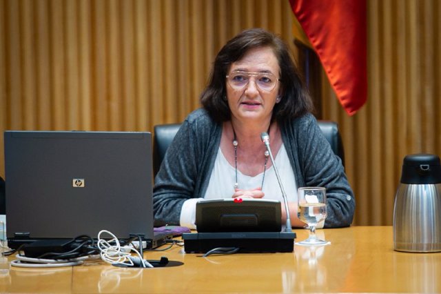 La presidenta de la AIReF, Cristina Herrero, en la Comisión para la reconstrucción del Congreso