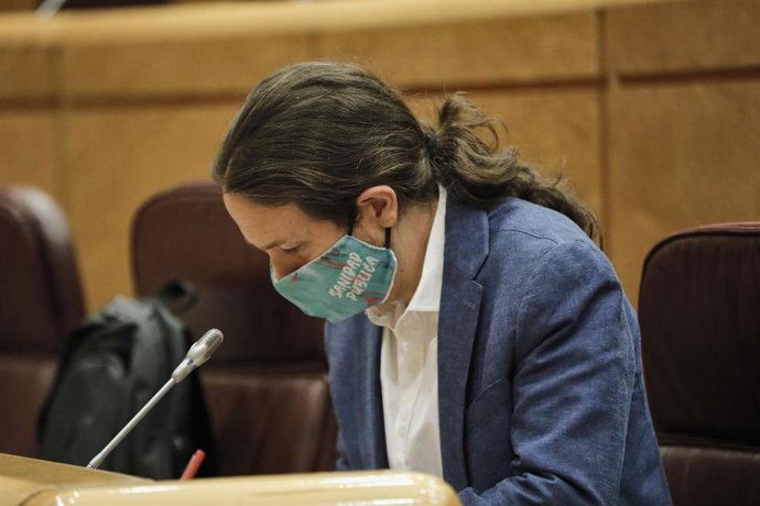 El vicepresidente segundo del Gobierno y secretario general de Podemos, Pablo Iglesias, en el Senado