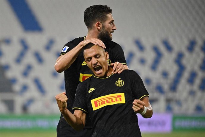 Alexis Sánchez celebra un gol con el Inter