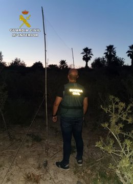 Imagen de un agente de la Guardia Civil durante la operación