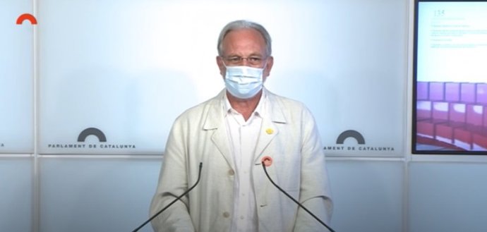 El representante del Observatori Ciutad contra la Corrupció Martí Olivella, en rueda de prensa tras la I Cimera contra la Corrupción, en Barcelona, el 17 de julio de 2020.