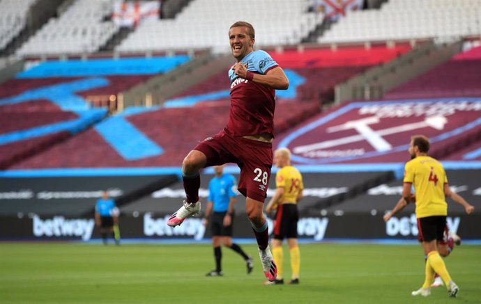 Tomas Soucek (West Ham) celebra un gol