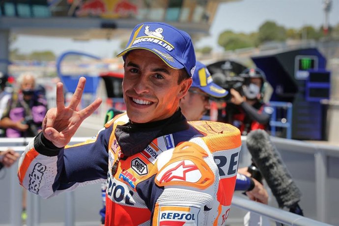 El piloto español de MotoGP Marc Márquez (Repsol Honda) en el GP España 2020, en el Circuito de Jerez-Ángel Nieto