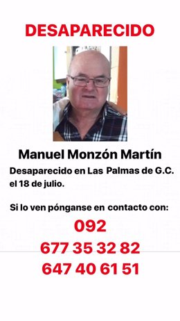 Imagen de Manuel Monzón Martín, junto a los teléfonos de contacto
